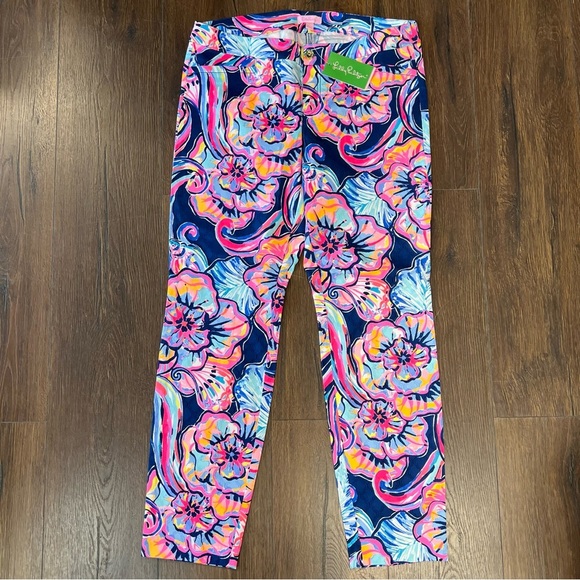 🆕 Lilly Pulitzer Kelly Skinny Ankle Pant Nauti Navy Boho Bateau SZ 10 - Picture 2 of 6